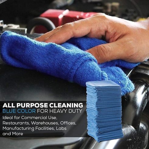 SIMPLI-MAGIC Premium Shop Towels, 14”x12”, Commercial Grade Blue, 100 Pack