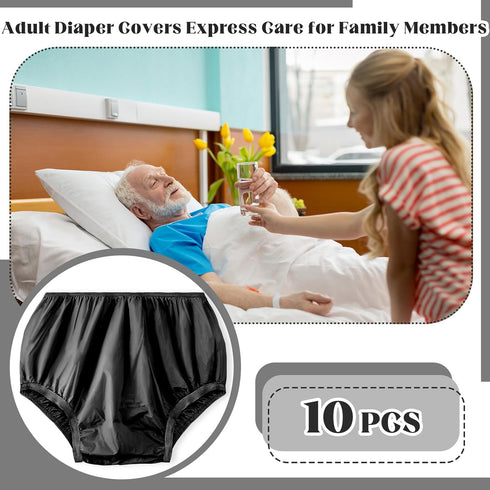 Vinsatin 10 Pcs Adult Plastic Diaper Cover Pull-On Cover Plastic Pants Reusable Incontinence Waterproof