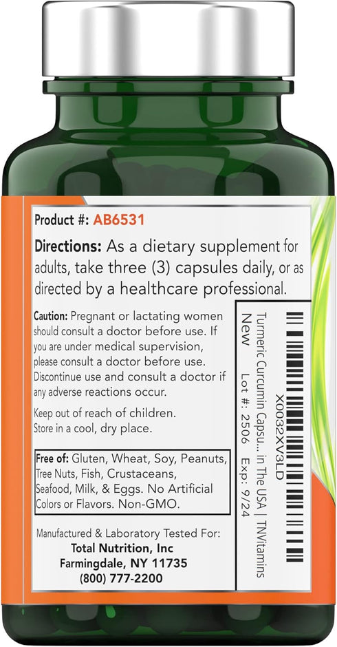 Turmeric Curcumin Capsules with Black Pepper | 3000 MG - 120 Extra Strength Capsules | Non-GMO, USA Made