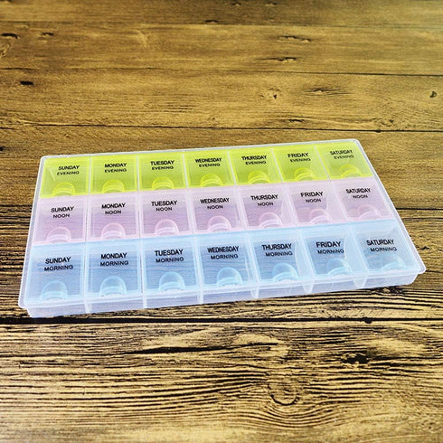 INVODA Pill Case, 7 Day Weekly Pill Box with Medication Reminder, 21 Detachable Compartments