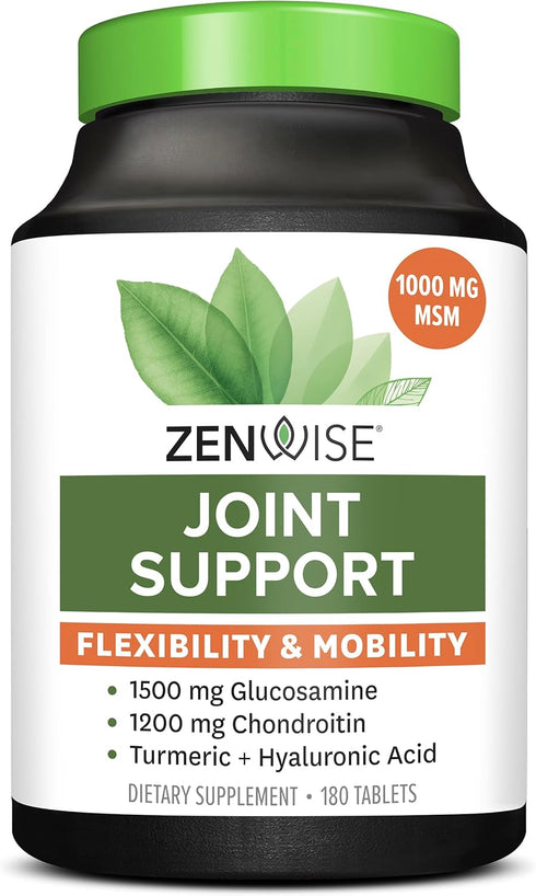Zenwise Health Glucosamine Chondroitin MSM - Joint Support Supplement with Turmeric for Joint Health, 180 Capsules