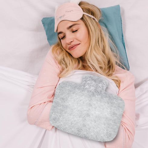 VERVEIO 1500 ML, Hot Water Bottle Hot Water Bag with Soft Cover, Ideal for Winter Bed Hand Warmer, Back, Neck