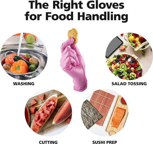 Disposable Pink Vinyl Gloves for Women, Latex Free, Cooking, Food Prep, Cleaning, Medium Duty, Large, 100 Pack
