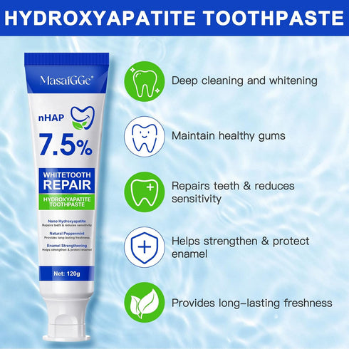 MASAIGGE 7.5% Hydroxyapatite Toothpaste, Hydroxyapatite Toothpaste for Enamel Protection and Tooth Strengthening