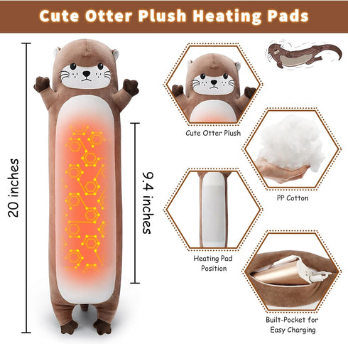 Relief,20 Otter Heating Pad-USB Heated Plush Stuffed Animals for Period Cramps and Menstrual Pain Portable Electric