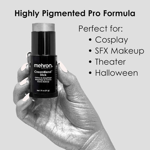 Mehron Makeup CreamBlend Stick | Face Paint, Body Paint, & Foundation Cream Makeup | Silver .75 oz (21 g) - Perfect for
