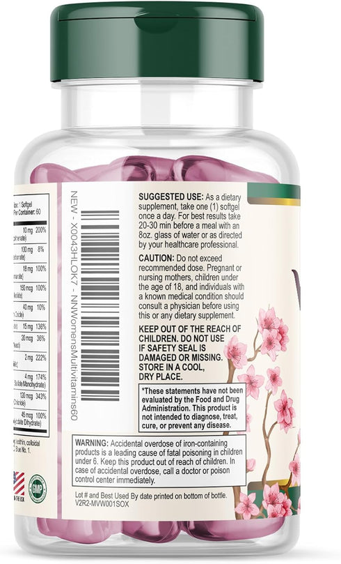 Immune 60 Multivitamin for Women - Essential Daily Womens Multivitamins with Calcium, Folic Acid, Vitamin A, C, D, E, B