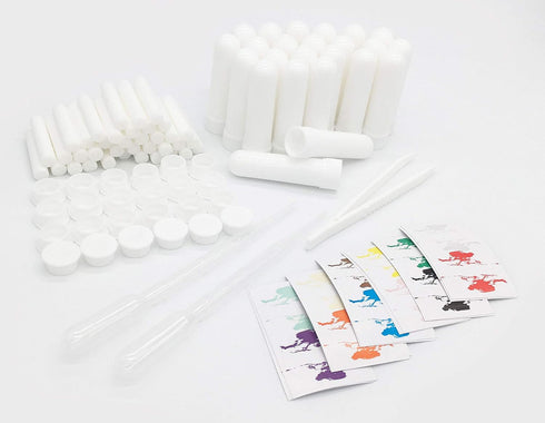 zison Nasal Inhaler Tubes Kit - 24 Empty Tubes with Wicks, 12 Extra Wicks, 36 Writable Stickers, 2 Mini Droppers, 1