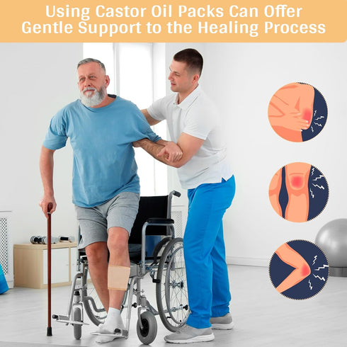 2Pcs Castor Oil Joint Pack, Reusable Essential Oil Leg Care Pack for Arthritis, Gout, Tendonitis, Bursitis, Joint Pain