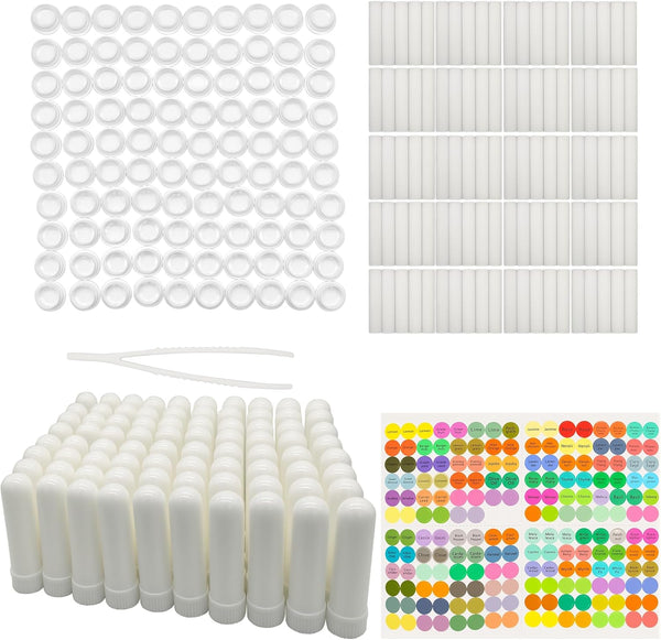 IFINTECHNO 100 Pcs White Refillable Nasal Inhalers, Eco-Friendly PP Plastic Personal Aromatherapy Inhaler
