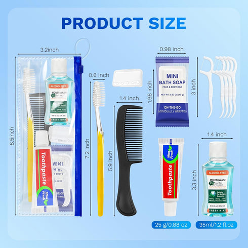 Pack 30,Yellow Set Personal Hygiene Kit Bulk of Basic Travel Toiletry Disposable Toothbrushes with Toothpaste Mouthwash