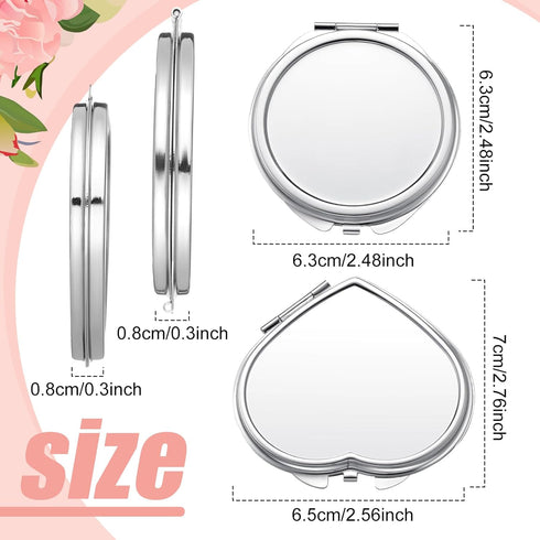 Jetec 6 Pcs Sublimation Blanks - Small Compact Mirror Bulk Folding Pocket Makeup Mirror for Women Gift Travel