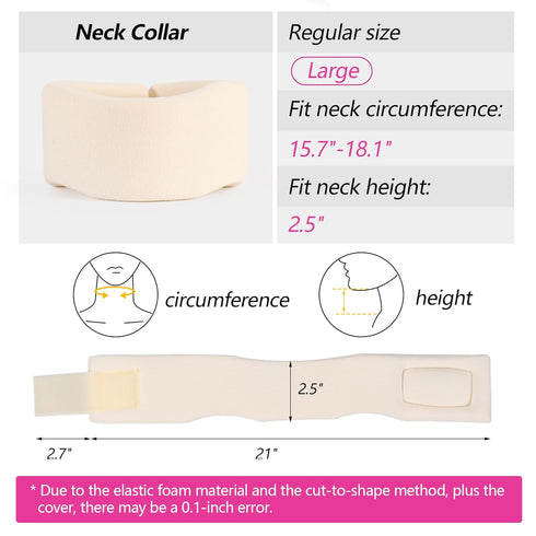 Soft Foam Neck Brace, Universal Cervical Collar, Adjustable Neck Support for Sleeping, Relieves Neck Pain (2.5" Depth,