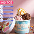 Jingmore 100 12oz Frozen Frozen Pcs Paper Ice Cream Cups with Lids, Disposable Sundae Dessert Bowls, Yogurt Containers