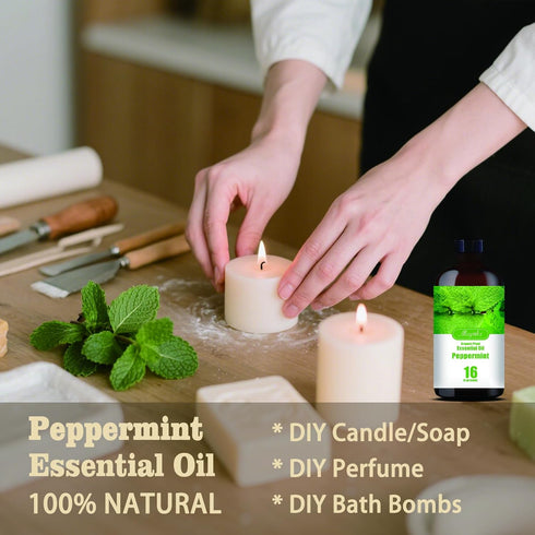 Set, 2-Pack 16.33oz (490ml) 100% Lavender & Peppermint Essential Oils Each, Pure Natural Scent for Diffusers