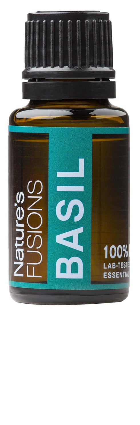 Nature’s Fusions Basil Essential Oil for Clarity, 100% Pure, 15ml