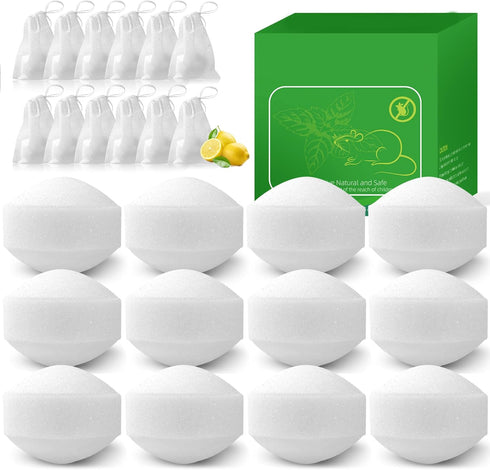 Natural Mouse Repellent Ball, 12 Pack Peppermint Oil to Repel Mice and Rats for Indoor & Outdoor, Pet Safe
