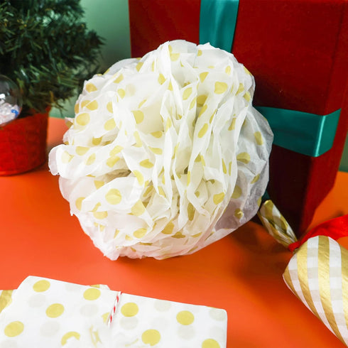 Koogel 100 Sheets Gold White Metallic Tissue Paper, 20 x 14 Inch for Gift Wrapping, DIY Crafts, Graduation