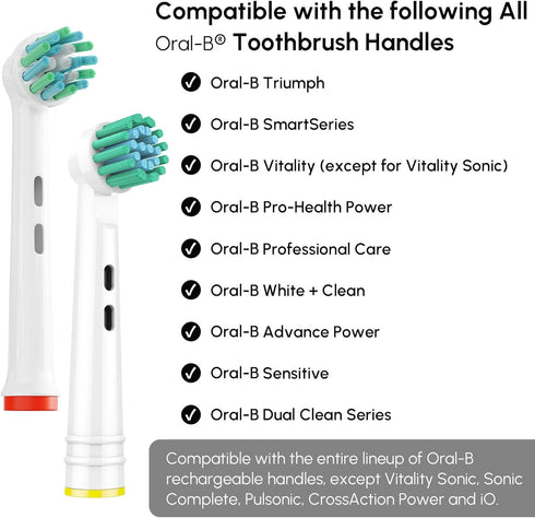 GENKENT 8 Pack Replacement Toothbrush Heads Compatible with Oral B Braun Pro 1000/500/1500/3000/5000/6000 Cross Action Head