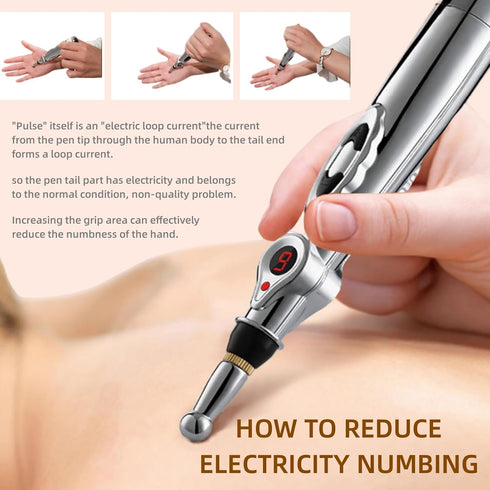 5-in-1 Massage Acupuncture Pen - Electronic Pain Relief Therapy, Meridian Energy Massager with Gel