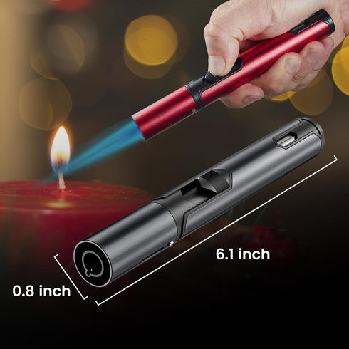 Urgrette 3 Pack Butane Torch Lighters, 6-inch Adjustable Jet Flame Refillable Pen Lighter for Grill BBQ Camping
