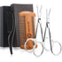 TecUnite Mustache Scissors Grooming Kit for Men, Beard Trimmer Set with 2 Combs and 2 Scissors