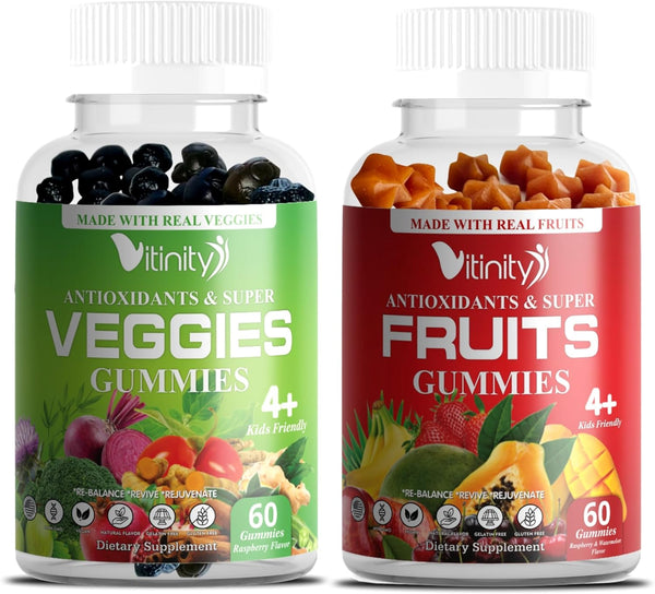 Real Fruit & Veggie Gummies - Superfood Vegetable Vitamin Supplement for Women, Men, Kids (30-Day Supply)