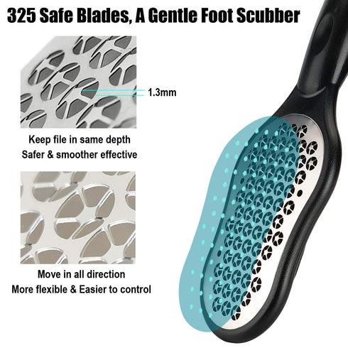 LePinko 2PCS Foot Scrubber Set, Updated Blades, Powerful Pedicure Tool for Callus Removal, Use in Shower or Dry