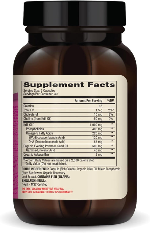 Dr. Mercola Krill Oil for Women - 30 Servings (90 Capsules), with Evening Primrose Oil