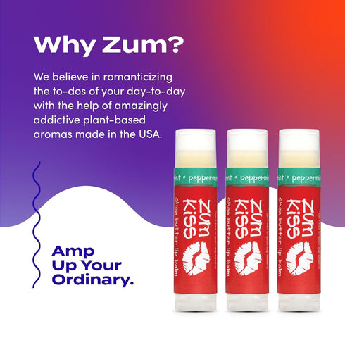 Indigo Wild Zum Kiss Stick - Natural Lip Balm with Organic Beeswax, Peppermint Flavored Hydrating Lip Moisturizer 3 Pack