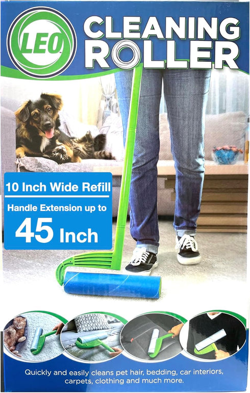 Leo Cleaning Roller with Refill - 1 Mega Roller Pack, 3 Packs or 6 Packs, Up to 300 Sheets