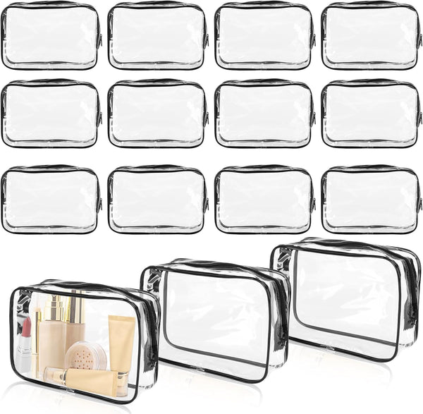 15 PCS Clear Toiletry Bags, Waterproof Makeup Bags, Transparent Cosmetic Bags, PVC Plastic Zippered Organizer for Travel