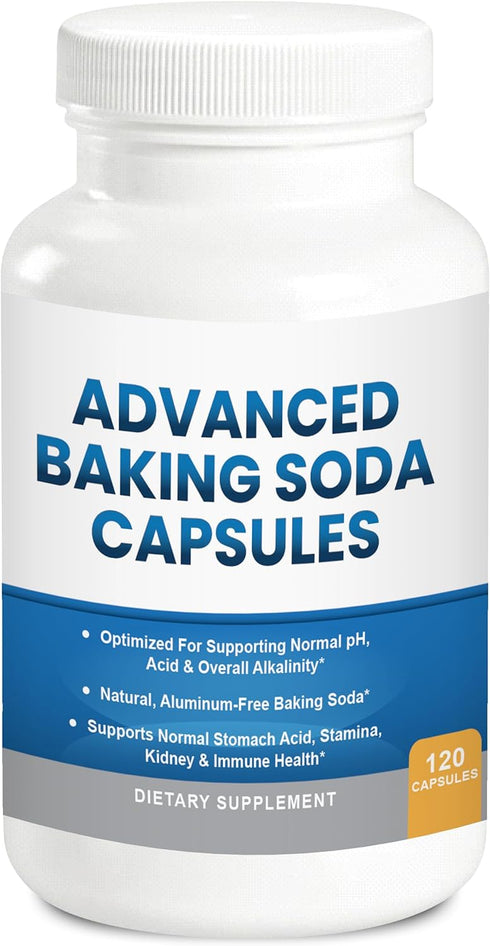Advanced Baking Soda Capsules: Organic Use Aluminum Free Baking Soda w/Superfoods to
