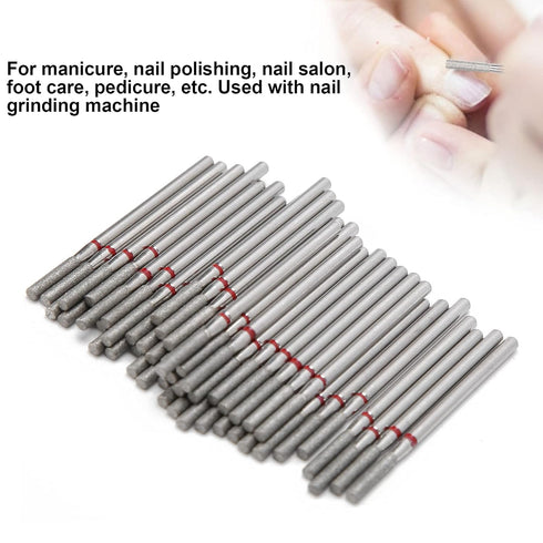 HURRISE 50Pcs Nail Drill Bits - Practical Nail Polishing Head Replacement Accessory for Acrylic Gel Nails Manicure Tool