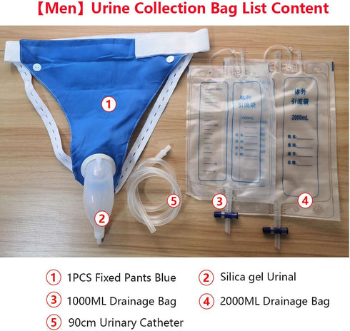 YEYSXSY 2 Urine Collection Bag Condom Catheters for Men Reusable Portable Silicone Urinal with Urine Catheter Bags