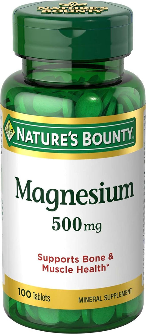 Nature's Bounty Magnesium Mineral Supplement, 500 mg, Coated Tablets, Supports Bone and Muscle Health, 100 Count