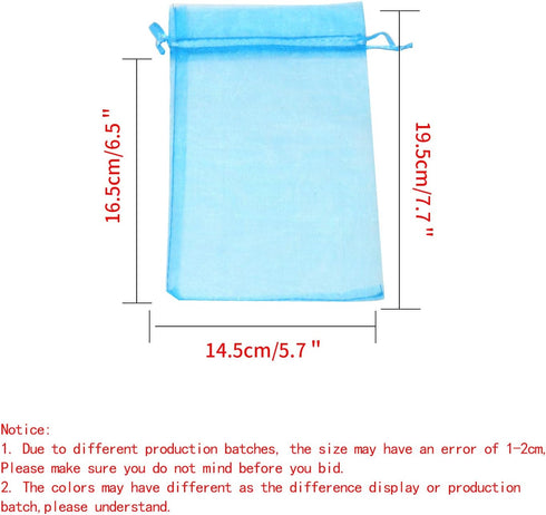 50Pcs 6x8 inches Sheer Organza Bags - Jewelry Drawstring Pouches for Wedding Party Christmas Favor Gifts
