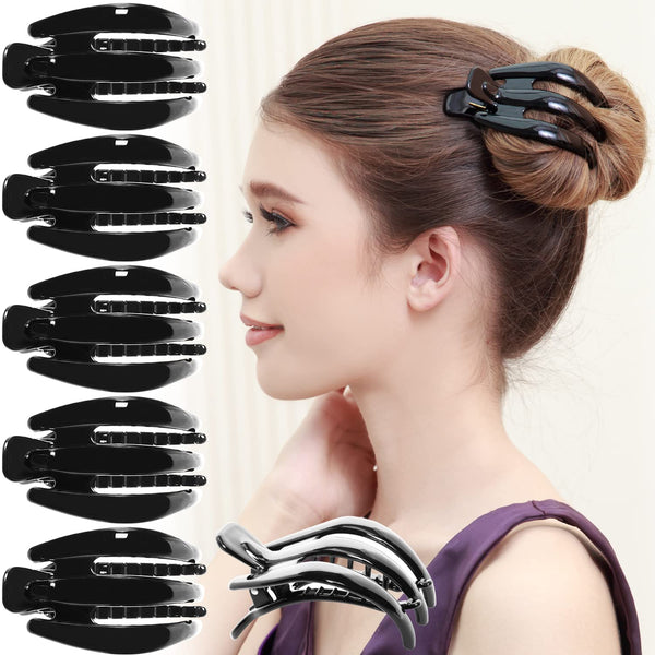 RC ROCHE ORNAMENT 6 Pcs Women's Premium Plastic Curve Claw Jaw Clips - Anti Slip Hair Barrettes