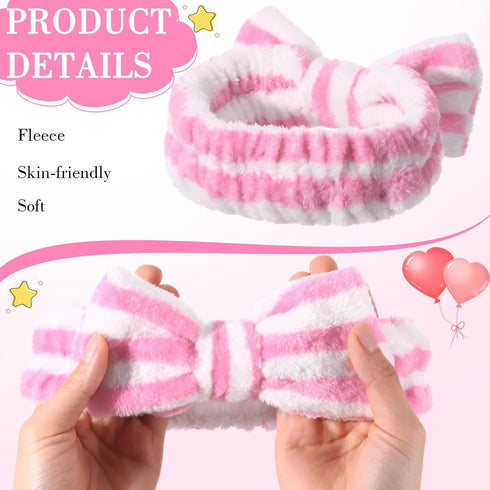 WILLBOND 24 Pack Spa Headband Bow Hair Band - Adjustable Facial Makeup Headband for Women, Soft Flannel Towel Wraps