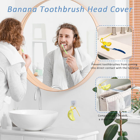 YQSLBULKY 2-in-1 Banana-Shaped Travel Toothbrush Case, Toothbrush Protector Cover with Built-in Toothpaste Dispenser