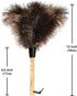 Ostrich Feather Duster 14 inch, Fluffy Natural Genuine Ostrich Feathers with Wooden Handle for Cleaning
