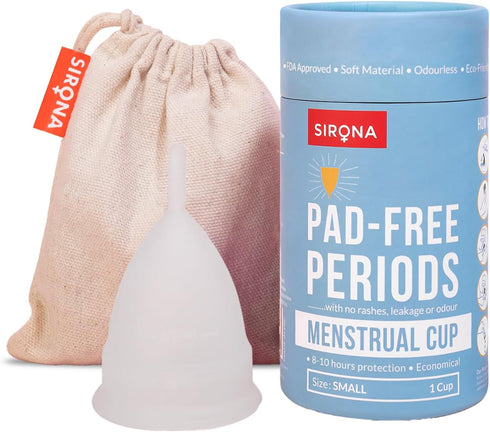 Sirona Reusable Menstrual Cup - Small Size | Ultra-Soft, Odor-Free, Rash-Free Medical-Grade