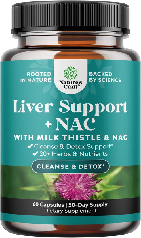 Liver Support Supplement with NAC - Herbal Supplement with N Acetyl Cysteine, Milk Thistle, Dandelion Root