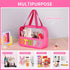 Chenille Letter Patch Clear Makeup Bag, Preppy Nylon with Handle and Zipper, Waterproof Travel Toiletry Bag