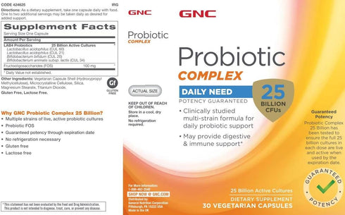 GNC Probiotic Complex, 30 Capsules, 25 Billion CFUs