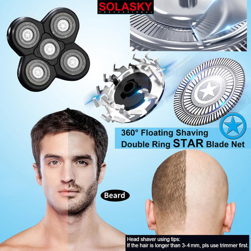 Universal 5 Blades Shaver Replacement Heads for FREEDOM Head Shaver (5 Blades Black)
