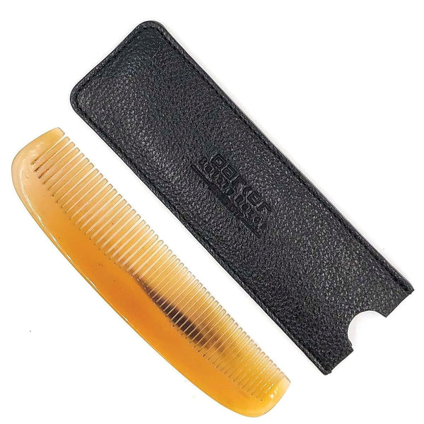 Parker Pocket Comb Genuine Ox Horn with Leather Carrying Case Included