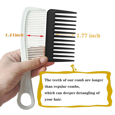 Mini Wide Tooth Comb - Small Travel Hair Detangling Comb for Curly Wavy Hair (Black)