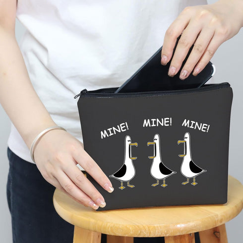 MNIGIU Nemo Seagull Cosmetic Bag, Seagull Lovers Gifts Underwater Animal Souvenir Gift (MINE Black Bag)