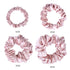 MTSNOO 100% Pure 22 Momme Mulberry Silk Scrunchies for Hair & Sleep, 4 Pack, Rosy Pink